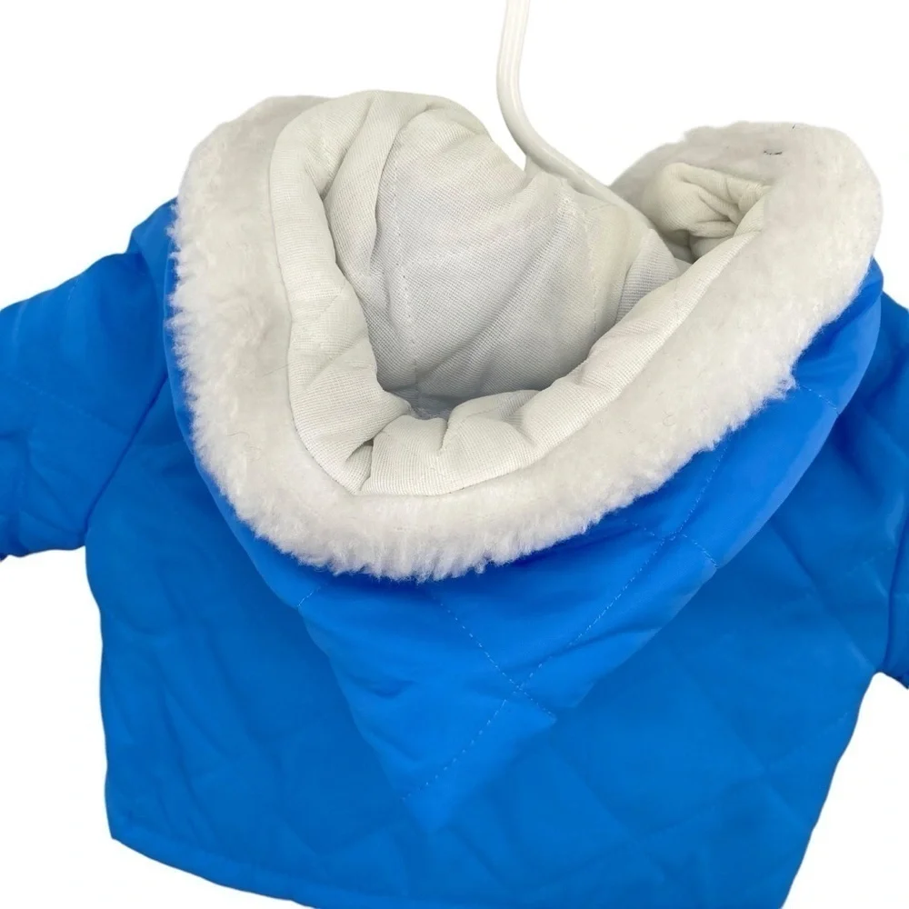 Vintage 70s Nursery Rhyme Baby Blue Quilted Coat